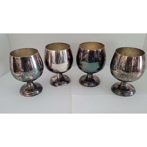 4 Vintage Sheridan Taunton Mass Silversmiths Silverplated Wine Water Goblets